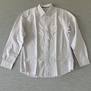 New 100% Cotton Men's Button Down Long Sleeve Large Purple Stripe Regular Fit